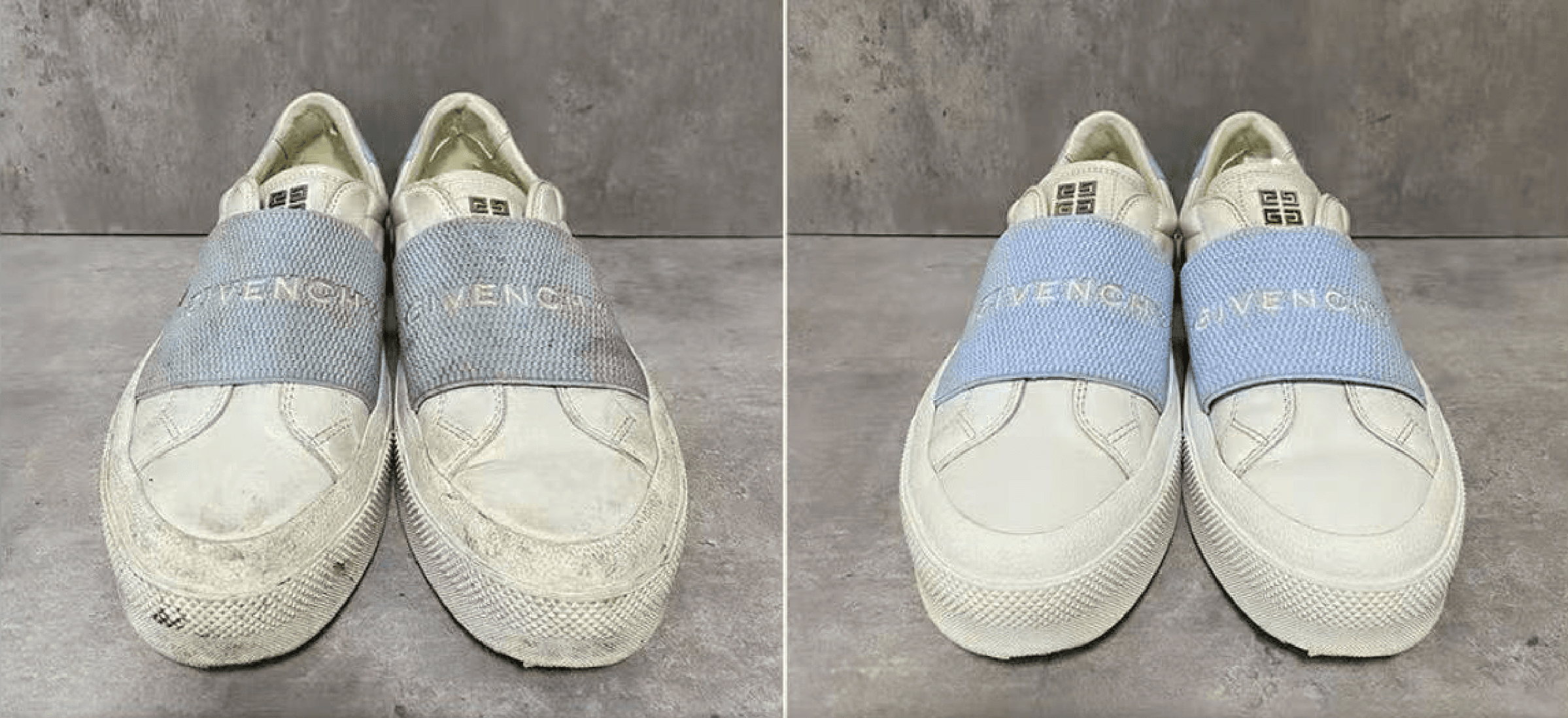 White running shoes refreshed after service